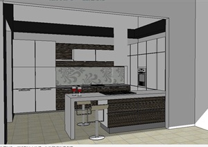 现代简单的厨房SU(草图大师)模型