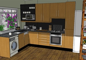 现代详细完整的厨房SU(草图大师)模型