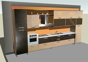厨房详细橱柜素材设计SU(草图大师)模型