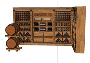 某室内木质详细的酒柜SU(草图大师)模型