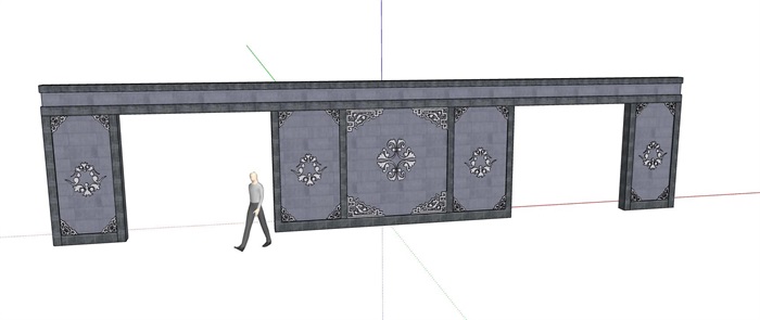 中式景墙门详细设计su模型2017版本