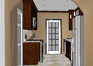 某室内厨房空间素材SU(草图大师)模型