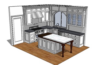 开放式厨房橱柜素材SU(草图大师)模型
