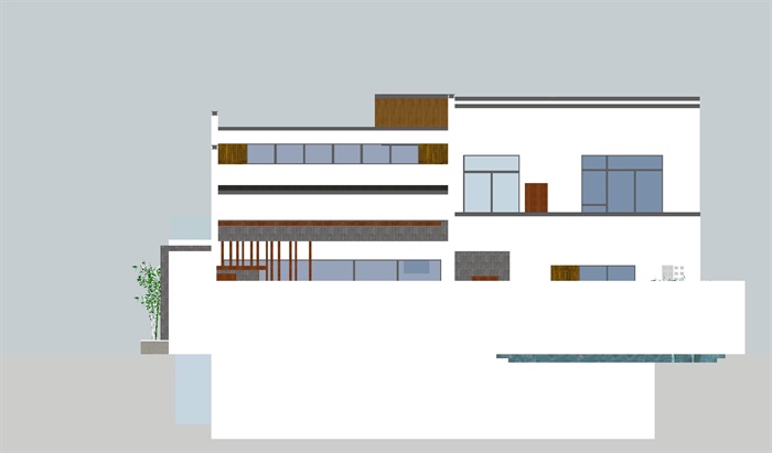 新中式两层别墅建筑设计su模型附cad平面图(8)