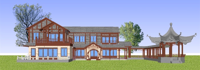 古典中式别墅庄园ＳＵ模型(6)