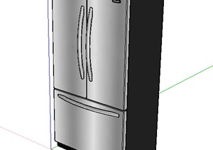 双开门冰箱完整设计SU(草图大师)模型