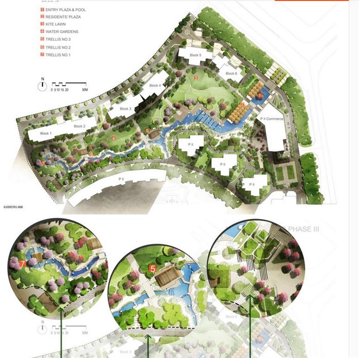 园林景观住宅景观彩色总平面图PSD源文件分层素材
