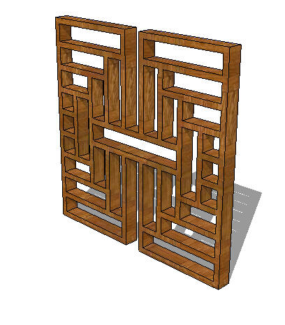 木质窗子素材设计su模型