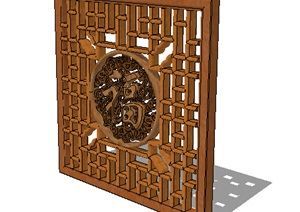 古典中式风格详细木质花窗SU(草图大师)模型