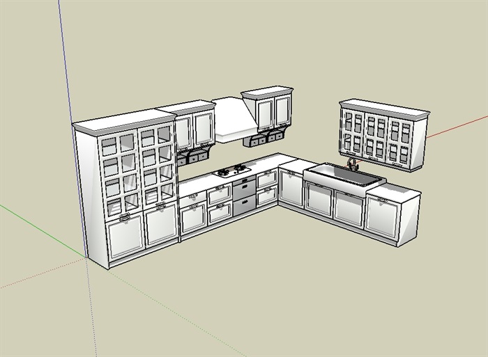 无材质贴图橱柜素材设计su模型(3)