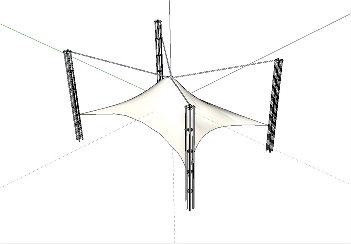 张拉膜雨棚素材设计su模型(3)