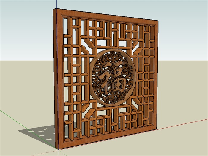 古典中式风格详细木质花窗su模型(3)