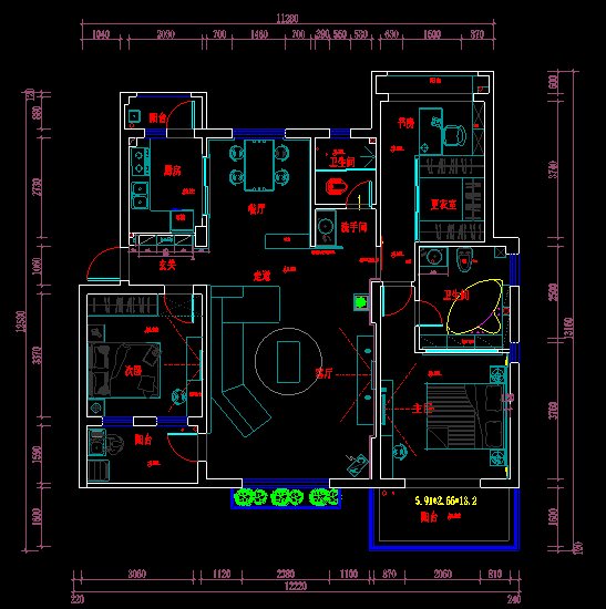 三居室住宅家装设计方案图(1)