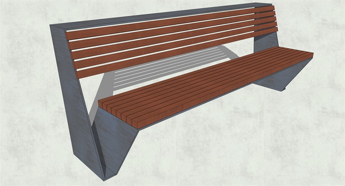 园林景观户外长条座椅设计su模型