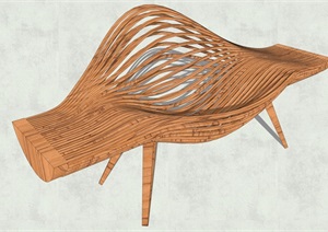 户外防腐木座椅素材设计SU(草图大师)模型