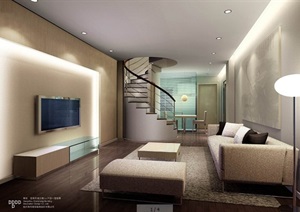 现代单身公寓施工图加效果图方案
