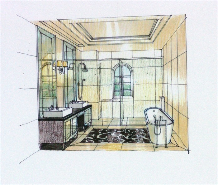 某小区住宅室内空间设计cad施工图附手绘图(4)