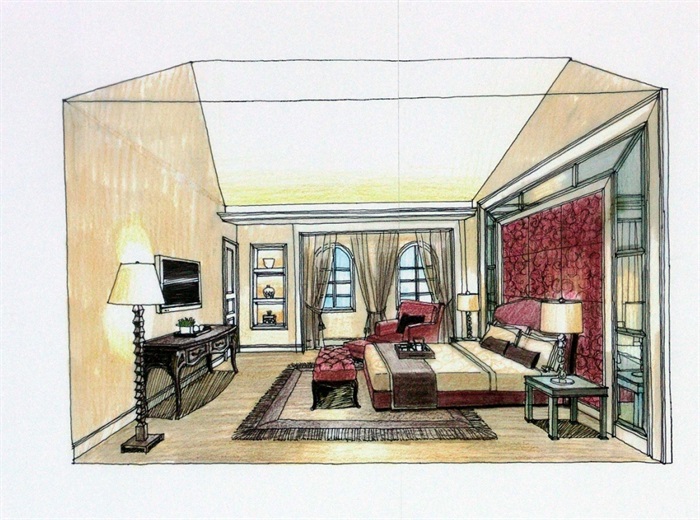 某小区住宅室内空间设计cad施工图附手绘图(5)