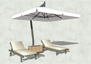 园林景观户外伞躺椅设计SU(草图大师)模型