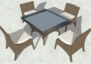 户外详细完整桌椅组合SU(草图大师)模型