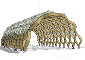 现代多种不同的详细廊架素材设计SU(草图大师)模型