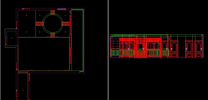 中式客厅设计cad方案图及效果图(5)