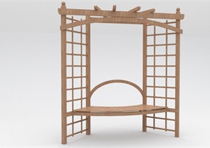 户外木架坐凳素材设计SU(草图大师)模型