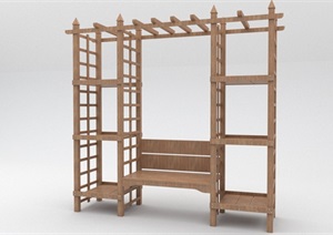 户外木架坐凳独特设计SU(草图大师)模型