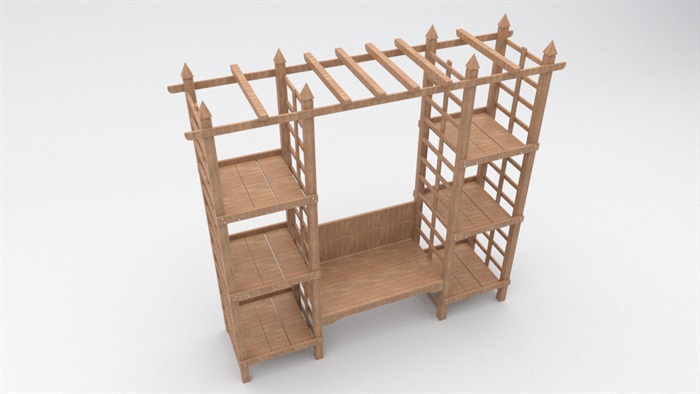 户外木架坐凳独特设计su模型