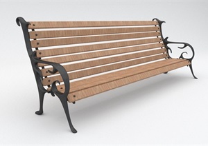 欧式户外长凳座椅SU(草图大师)模型