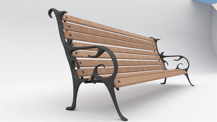 欧式户外长凳座椅su模型