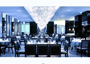某现代详细的餐厅空间装饰设计cad施工图及效果图