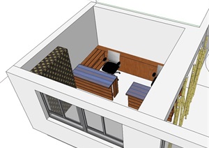 办公室内空间设计SU(草图大师)模型