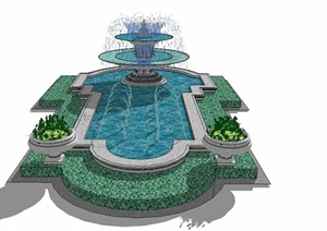 多款精美喷泉水池素材SU(草图大师)模型