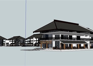 度假村旅游建筑设计SU(草图大师)模型