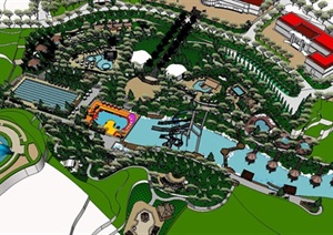 温泉主题度假游乐园景观设计SU(草图大师)模型