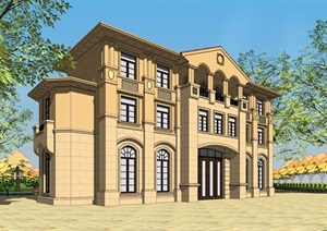 地中海式售楼处建筑设计SU(草图大师)模型