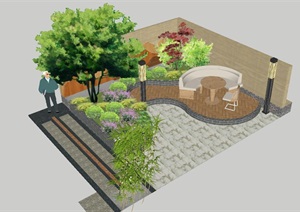 现代小庭院花园ＳＵ模型