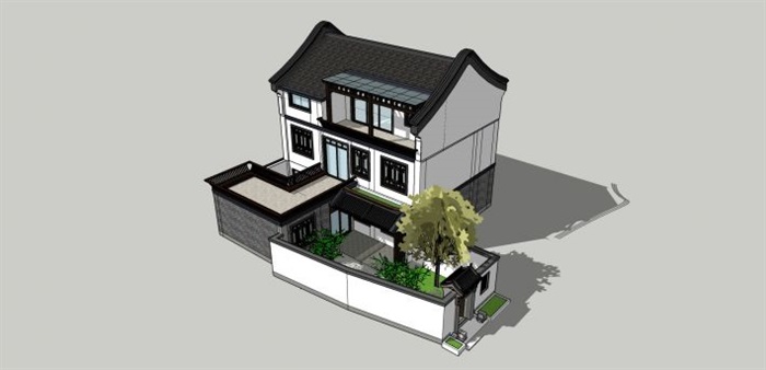 新中式乡村三层民宅ＳＵ模型(7)
