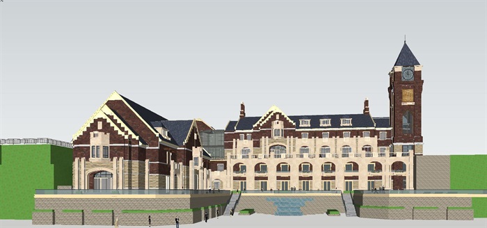 英式酒店会所建筑ＳＵ模型(1)