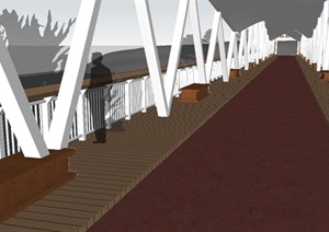 现代风格异形景观桥ＳＵ模型