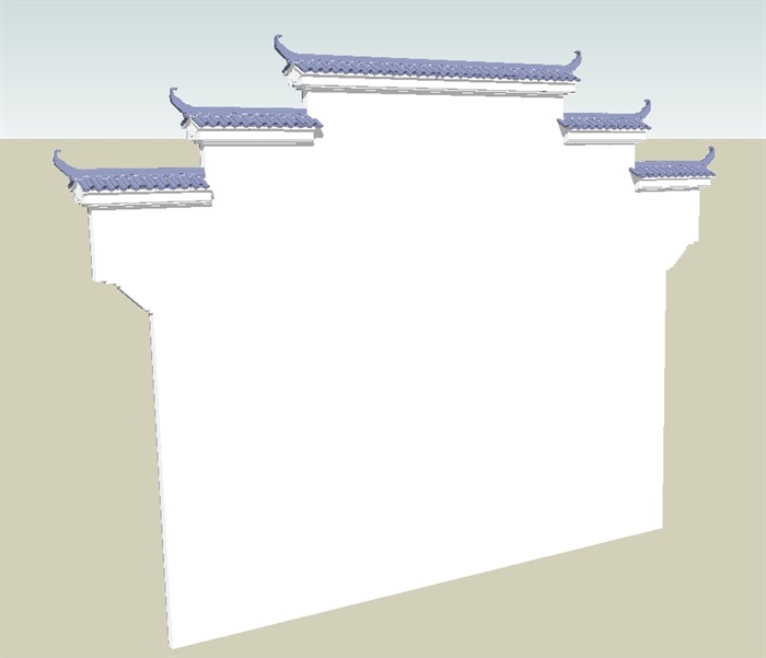 5个马头墙建筑构件ＳＵ模型(5)