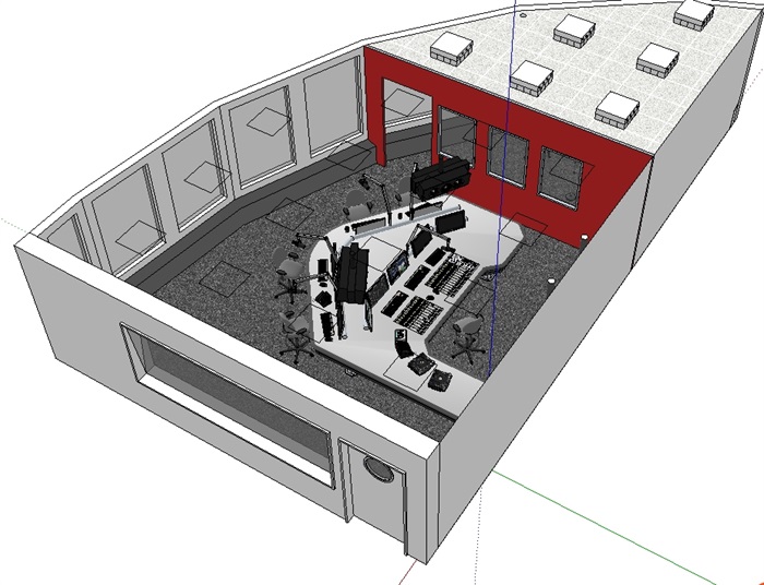 录制棚工作室空间su模型(2)