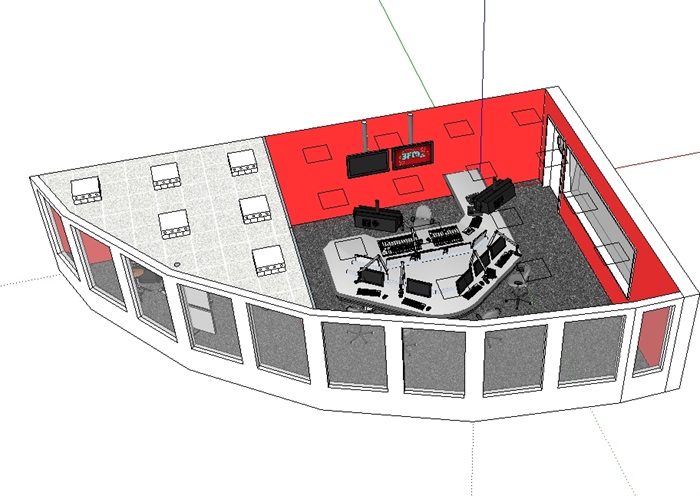录制棚工作室空间su模型(3)