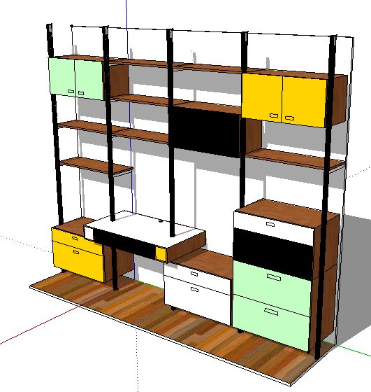现代风格书柜展示柜设计su模型(3)
