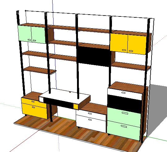 现代风格书柜展示柜设计su模型(4)