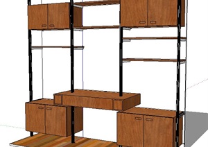 木制书柜置物柜设计SU(草图大师)模型