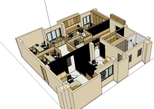 公司详细完整办公空间SU(草图大师)模型