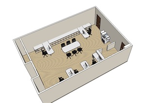公司简单的室内办公室设计SU(草图大师)模型