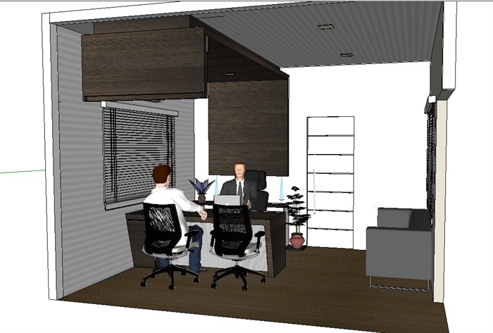 现代办公室室内空间su模型(3)
